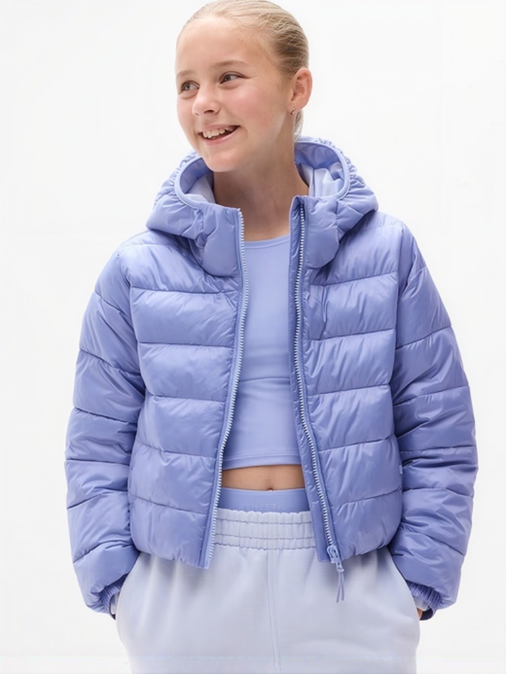 Athleta Girl Peak Puffer Jacket - Raincloud - Size 7 / S